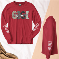 Grandma Custom Kids Name Bible Pattern Style - Custom Long Sleeve T-Shirt