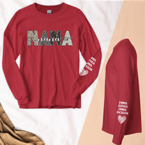 Grandma Custom Kids Name Bible Pattern Style - Custom Long Sleeve T-Shirt