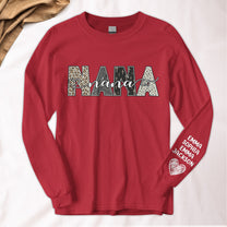 Grandma Custom Kids Name Bible Pattern Style - Custom Long Sleeve T-Shirt