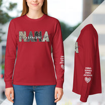 Grandma Custom Kids Name Bible Pattern Style - Custom Long Sleeve T-Shirt