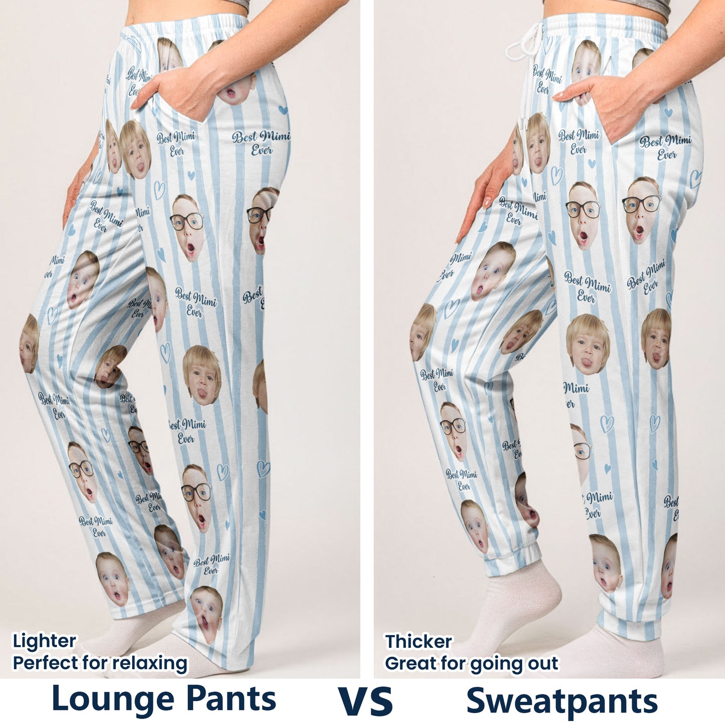 Grandma Custom Kids Photo - Personalized Photo Sweatpants, Lounge Pants With Pockets