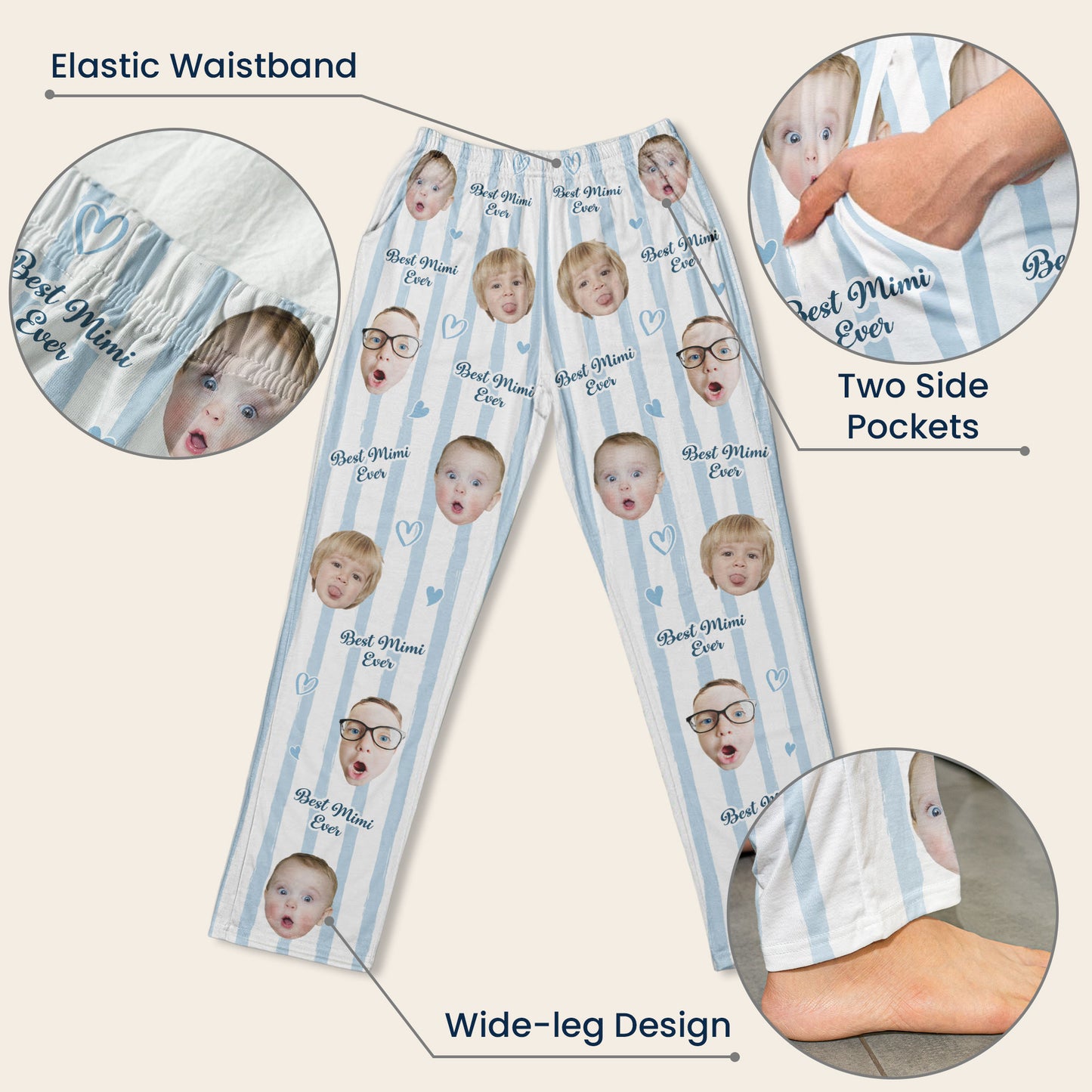 Grandma Custom Kids Photo - Personalized Photo Sweatpants, Lounge Pants With Pockets