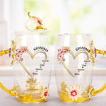 Grandma Floral Style Custom Kids' Names - Personalized Enamel Flower Tea Cup