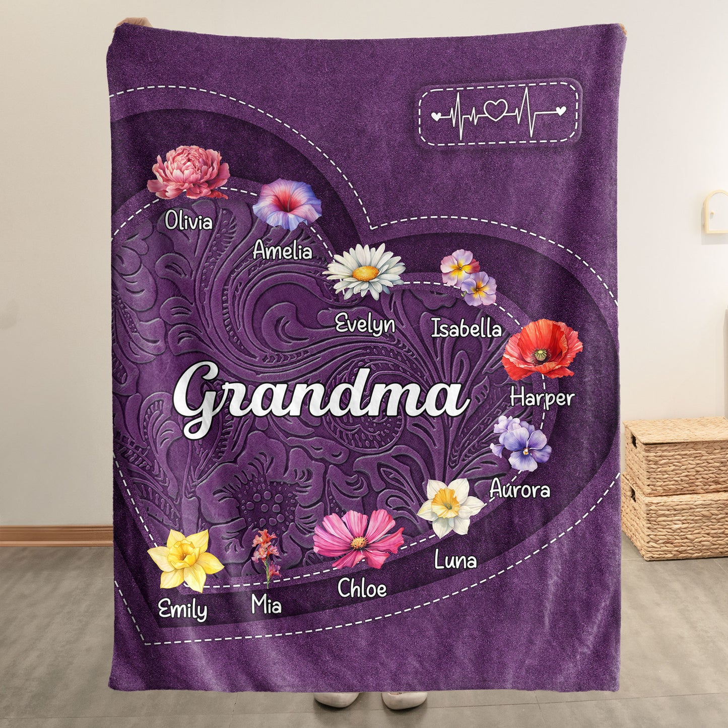 Grandma - Flower Version - Personalized Blanket