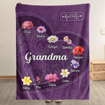 Grandma - Flower Version - Personalized Blanket