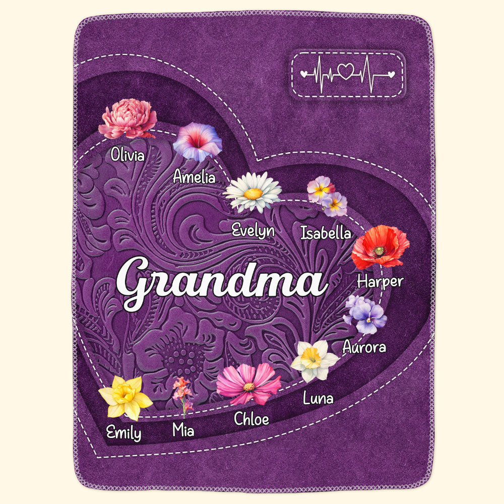 Grandma - Flower Version - Personalized Blanket