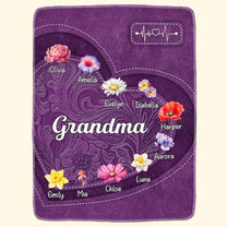 Grandma - Flower Version - Personalized Blanket