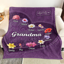 Grandma - Flower Version - Personalized Blanket