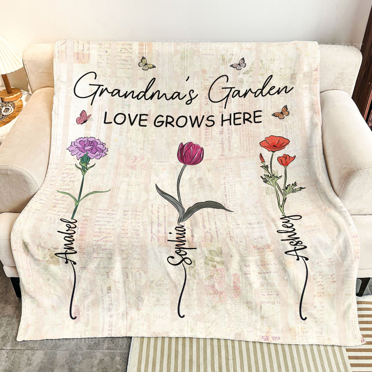 Grandma Garden Blanket - Personalized Blanket