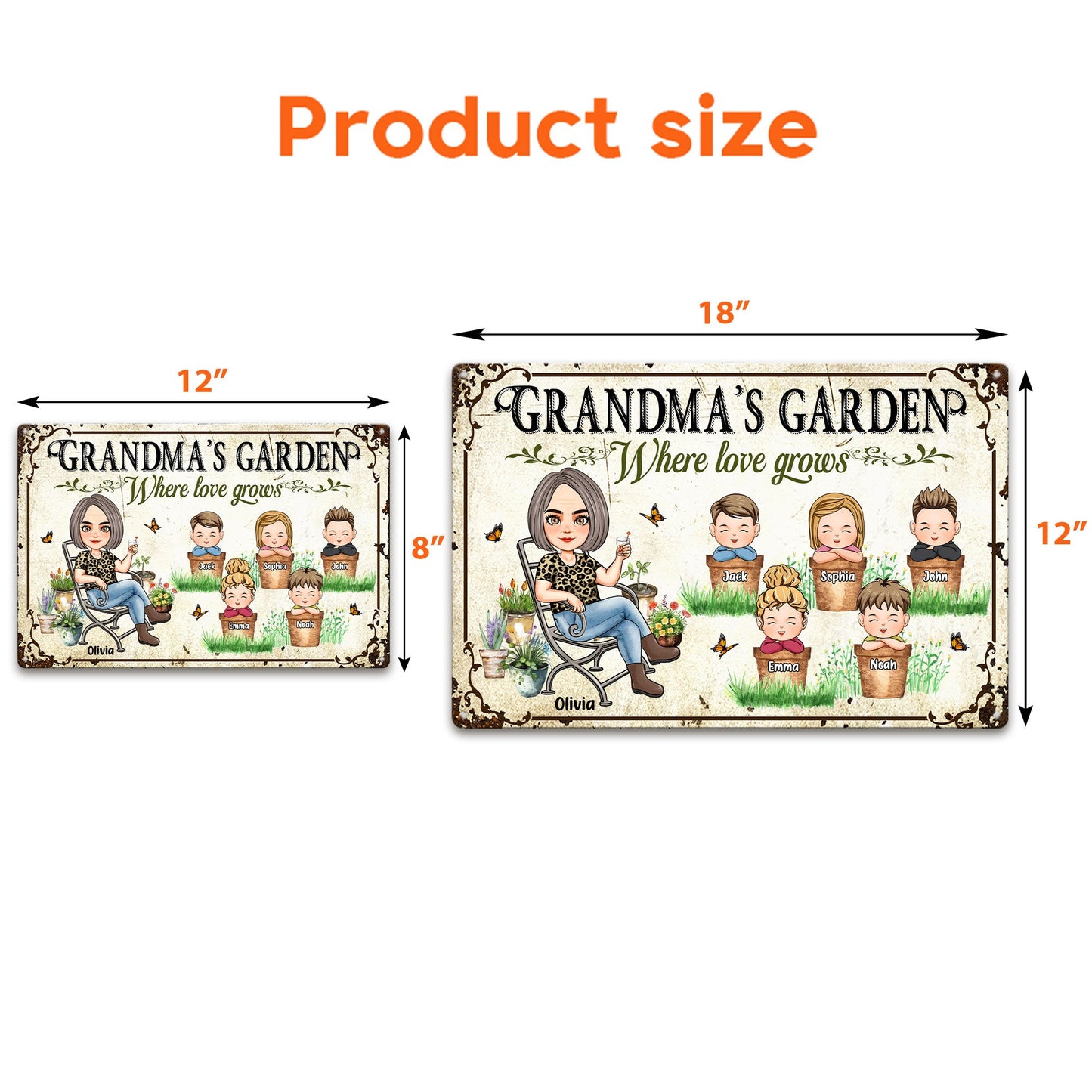 Grandma Garden Where Love Grows - Personalized Metal Sign