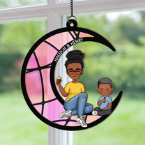 Grandma Grandkid On The Moon - Personalized Window Hanging Suncatcher Ornament