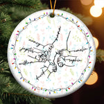 Grandma Hand Grandkids Name Christmas Light - Personalized Ceramic Ornament