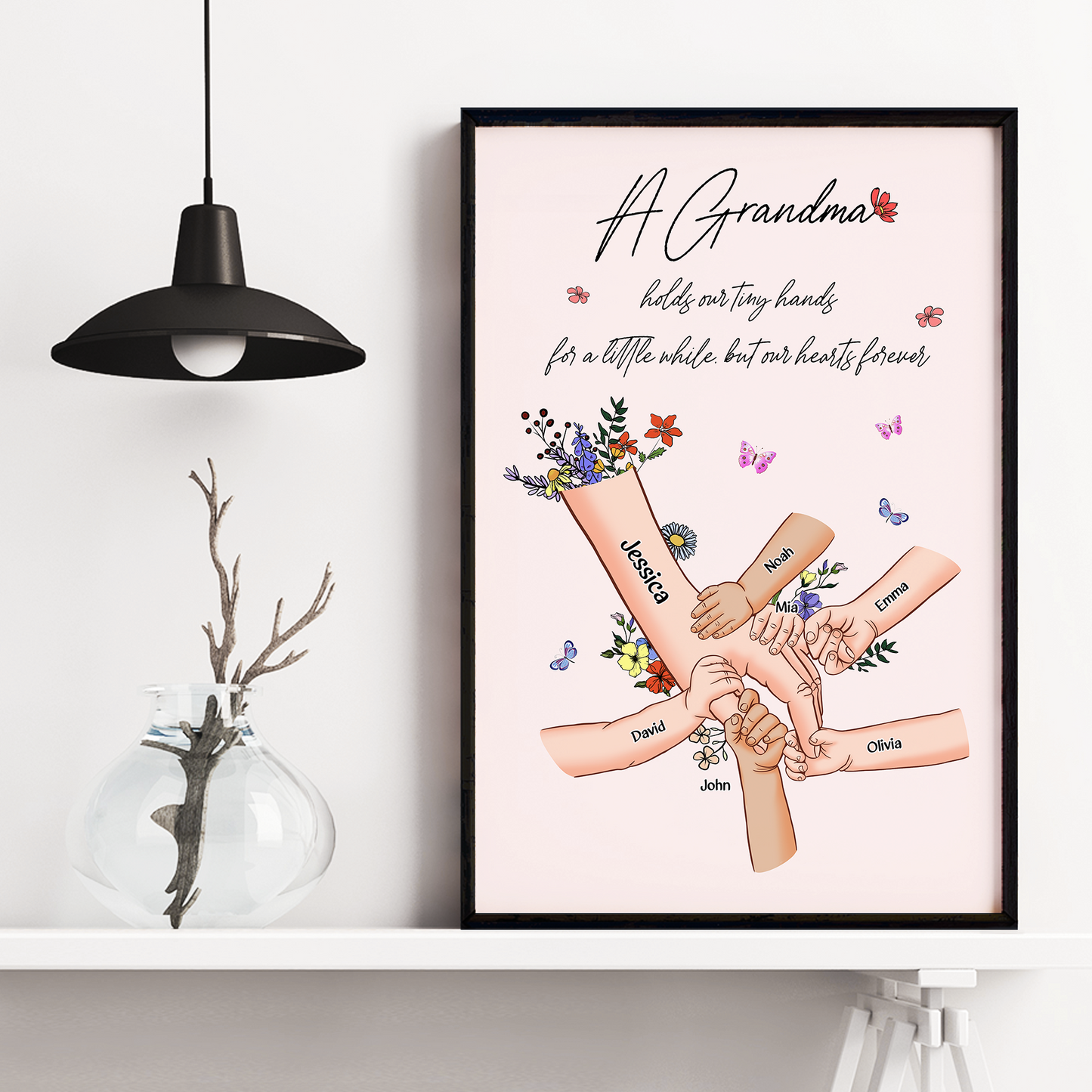 Grandma Hold Our Hands For Short But Our Hearts Forever - Personalized Poster