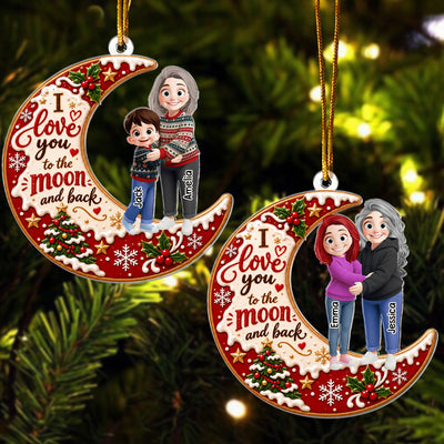 Grandma Hugging Love You To The Moon And Back - Personalized Ornament
