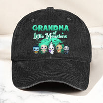Grandma Of Little Monsters Halloween - Personalized Distressed Denim Cap