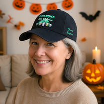 Grandma Of Little Monsters Halloween - Personalized Distressed Denim Cap