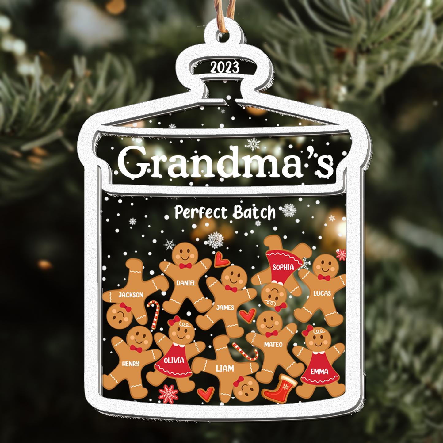 Grandma Perfect Batch Gingerbread - Personalized Wood And Acrylic Ornament With Bow