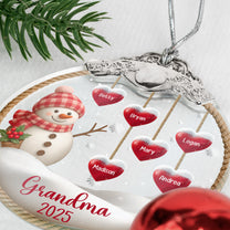 Grandma Snowman Christmas - Personalized Glass Ornament With Silver Cap