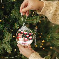 Grandma Snowman Christmas - Personalized Glass Ornament With Silver Cap