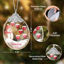 Grandma Snowman Christmas - Personalized Glass Ornament With Silver Cap