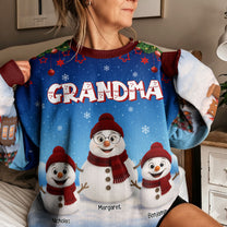 Grandma Snowman Love - Personalized 3D Printed Sweatshirt