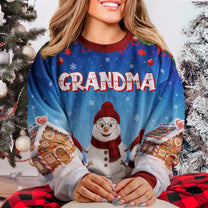 Grandma Snowman Love - Personalized 3D Printed Sweatshirt