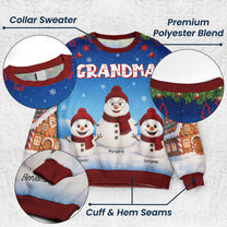Grandma Snowman Love - Personalized 3D Printed Sweatshirt