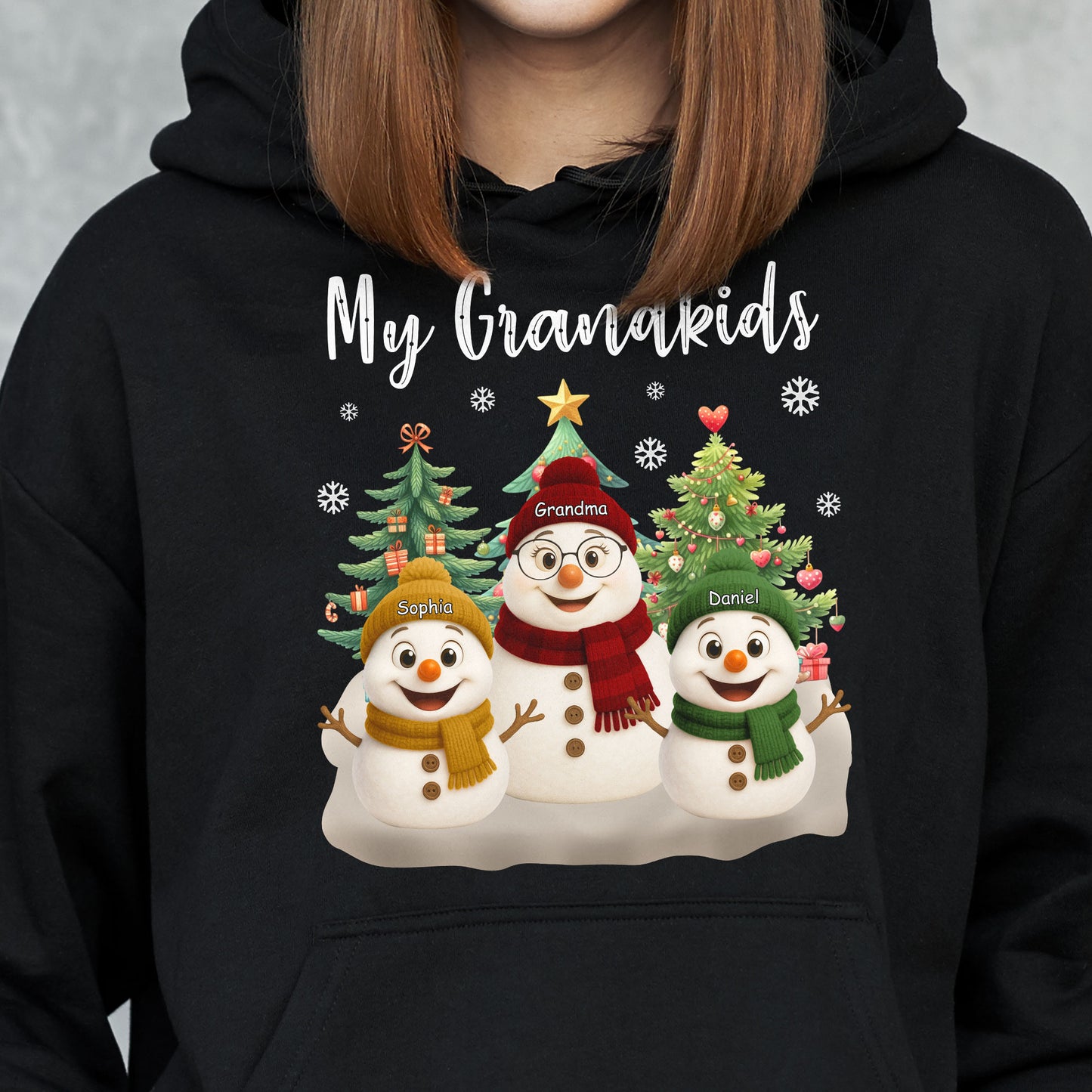 Grandma Snowman With Grandkids Lovely - Personalized Shirt