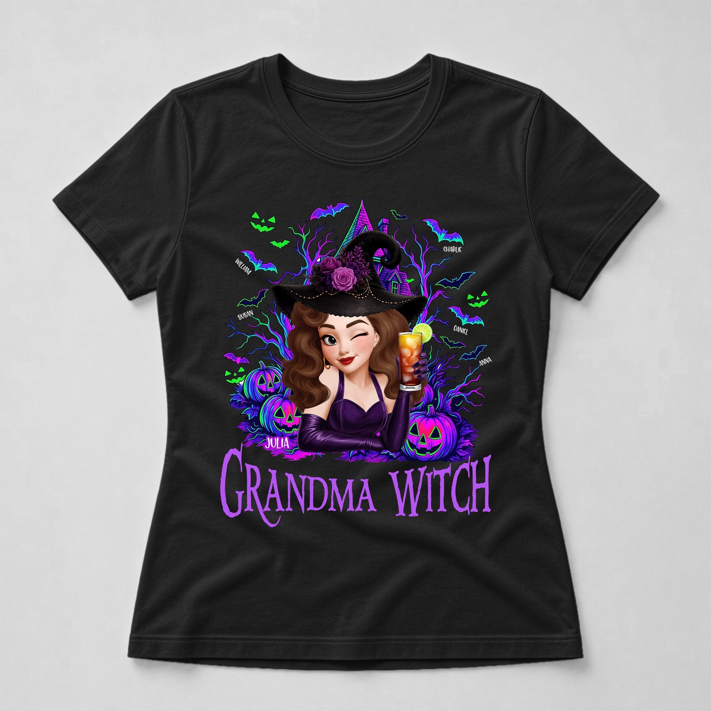 Grandma Witch Halloween Customes, Grandma Halloween Gift - Personalized Shirt