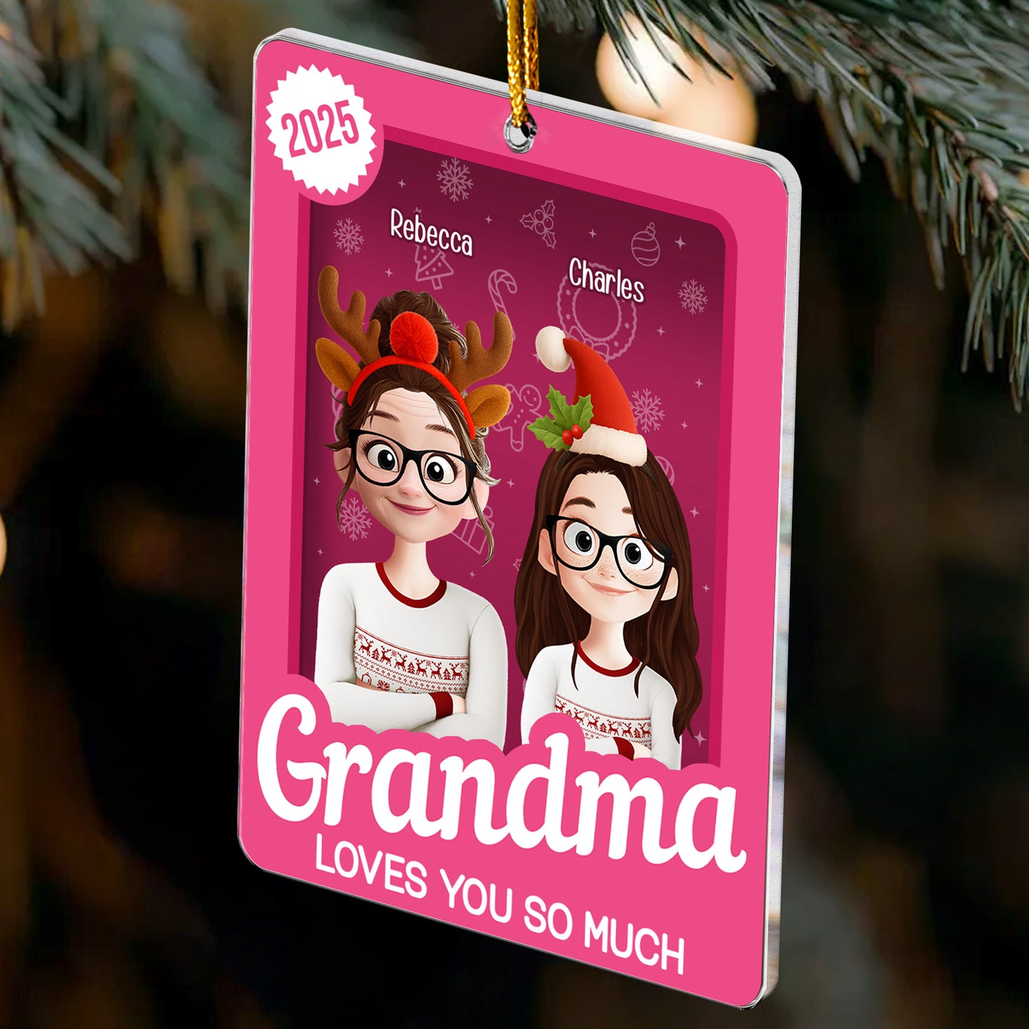 Grandma With Grandkid Toy Box - Personalized Acrylic Ornament