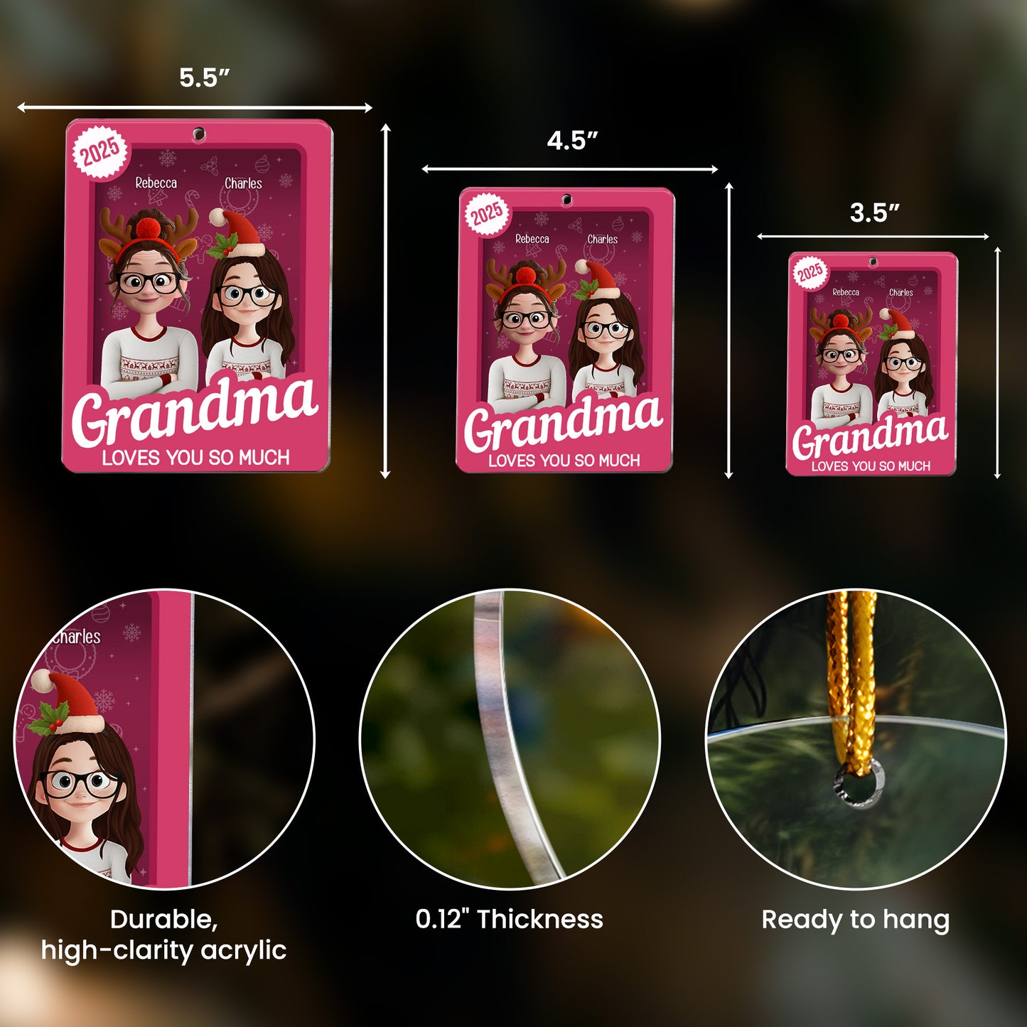 Grandma With Grandkid Toy Box - Personalized Acrylic Ornament