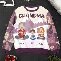 Grandma With Kids Folk Art - Personalized AOP Sweatshirt