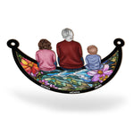 Grandma & Children On The Moon - Personalized Window Hanging Suncatcher Ornament - Gift For Grandma
