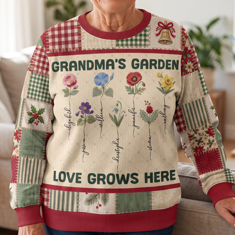 Grandma-Garden-Patchwork-Print-Birth-Flower-Personalized-Sweater-1
