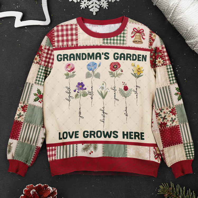 Grandma-Garden-Patchwork-Print-Birth-Flower-Personalized-Sweater-5