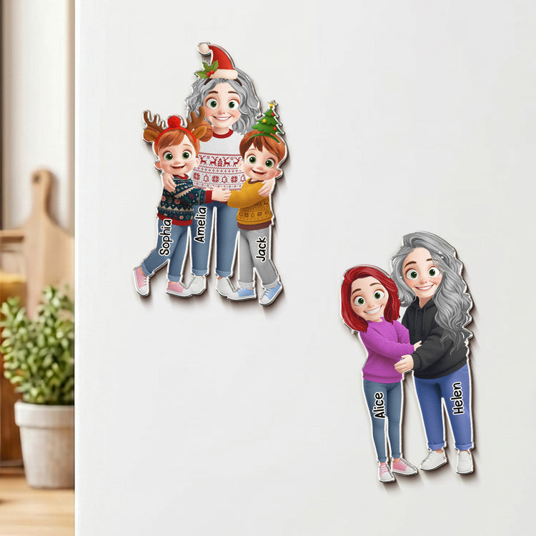 Grandma-Hugging-Christmas-Vibe-Personalized-Magnet-2
