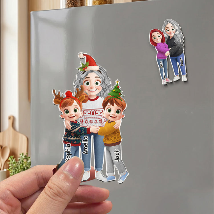 Grandma-Hugging-Christmas-Vibe-Personalized-Magnet-5