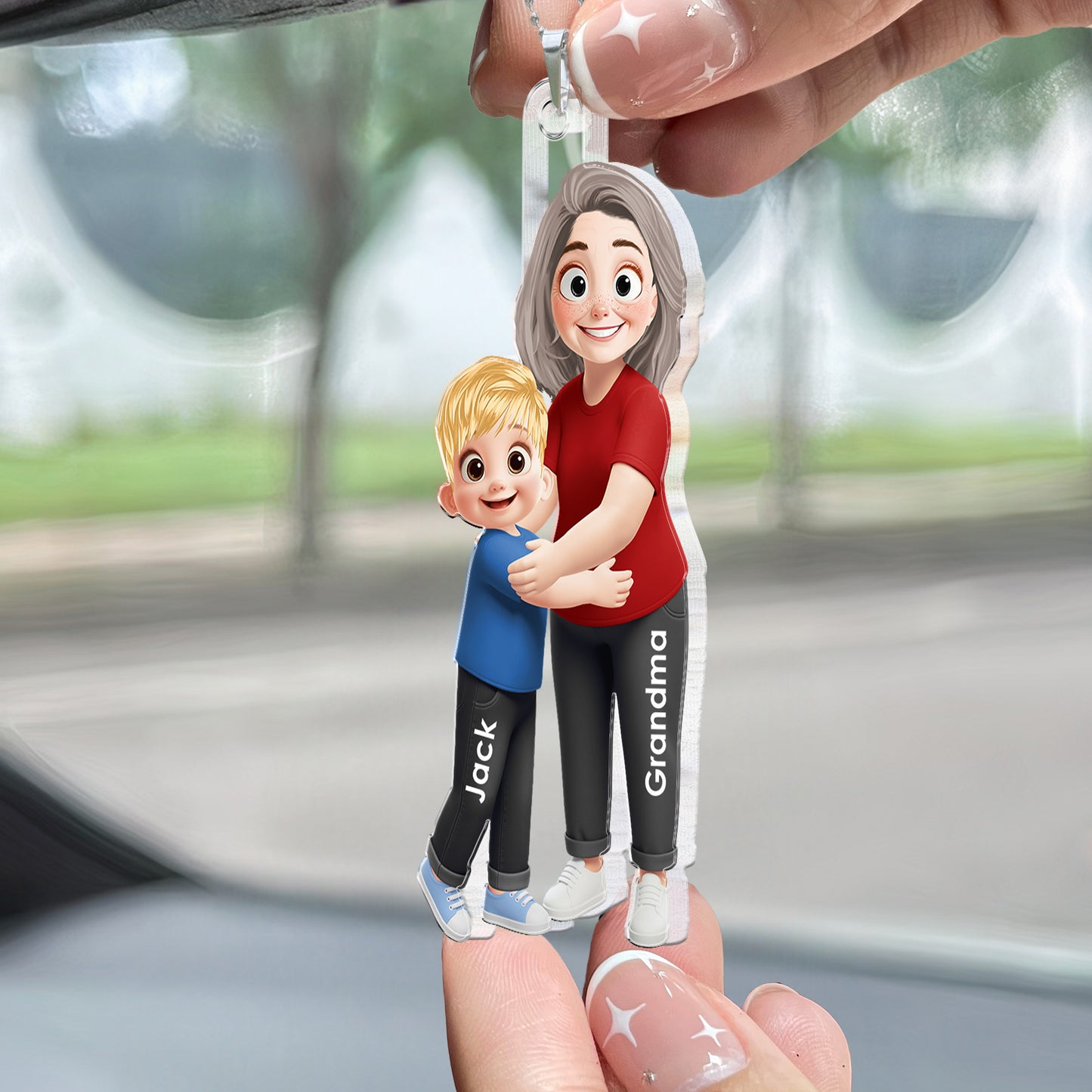 Grandma-Hugging-Grandkid-Personalized-Rear-View-Mirror-Accessory-2