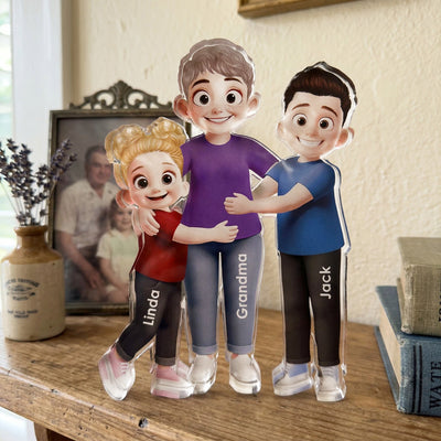 Grandma Hugging Grandkids - Personalized Acrylic Plaque