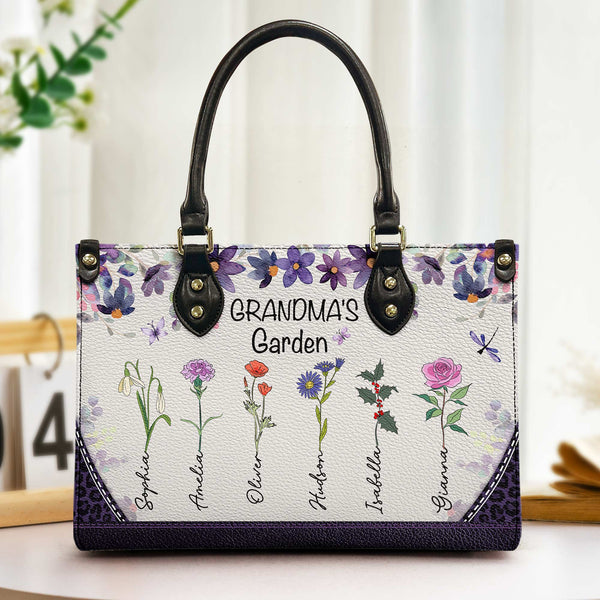 Grandma's Garden Blooming Personalized Leather Bag Macorner