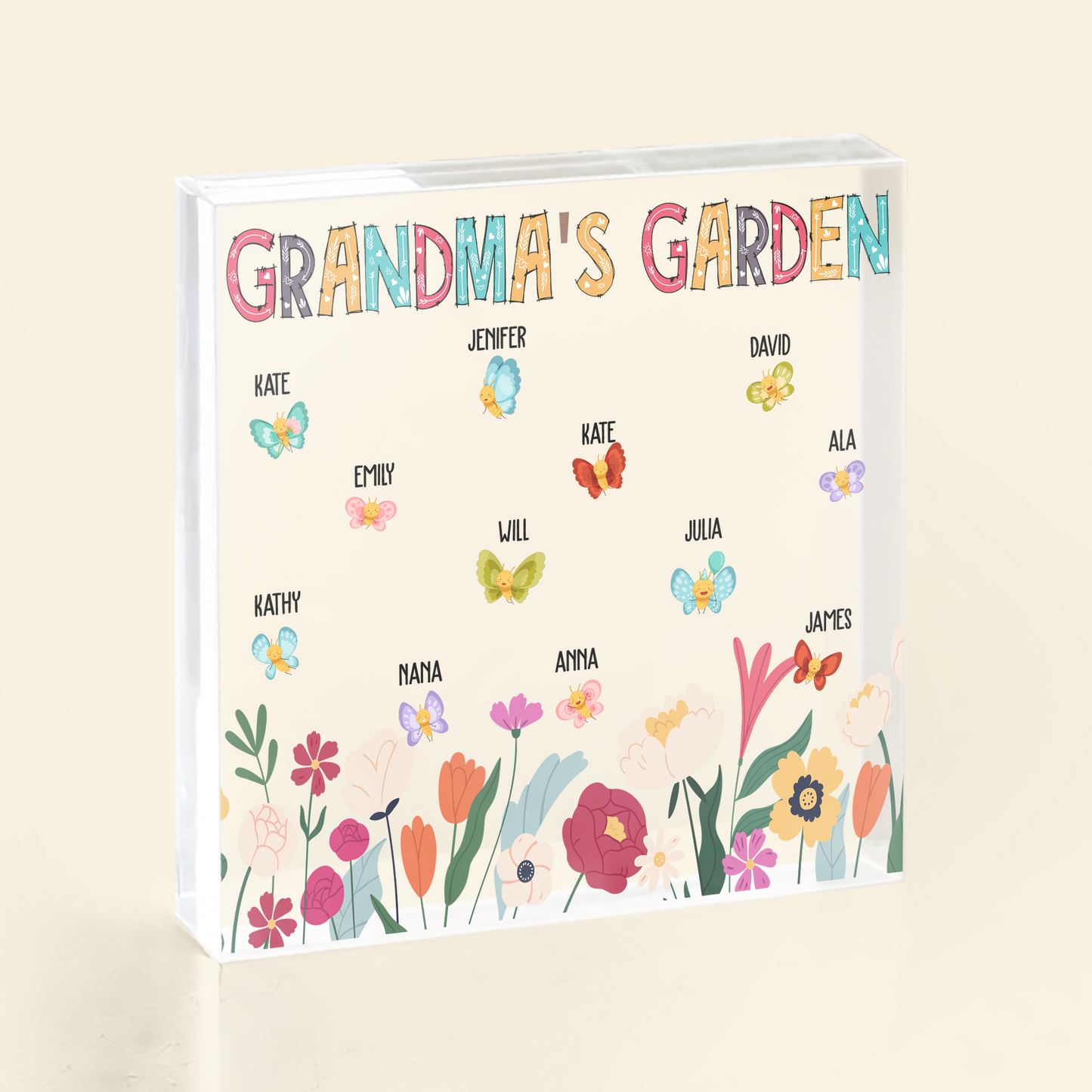 Grandma's Garden Nana Gigi Mimi Custom With Kids' Names - Personalized Acrylic Plaque