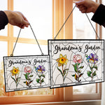 Grandma's Garden - New Version - Personalized Stained Glass Suncatcher - Gift For Grandma