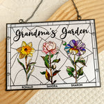 Grandma's Garden - New Version - Personalized Stained Glass Suncatcher - Gift For Grandma