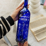 Grandma's Garden - Personalized Blue Bottle Lamp