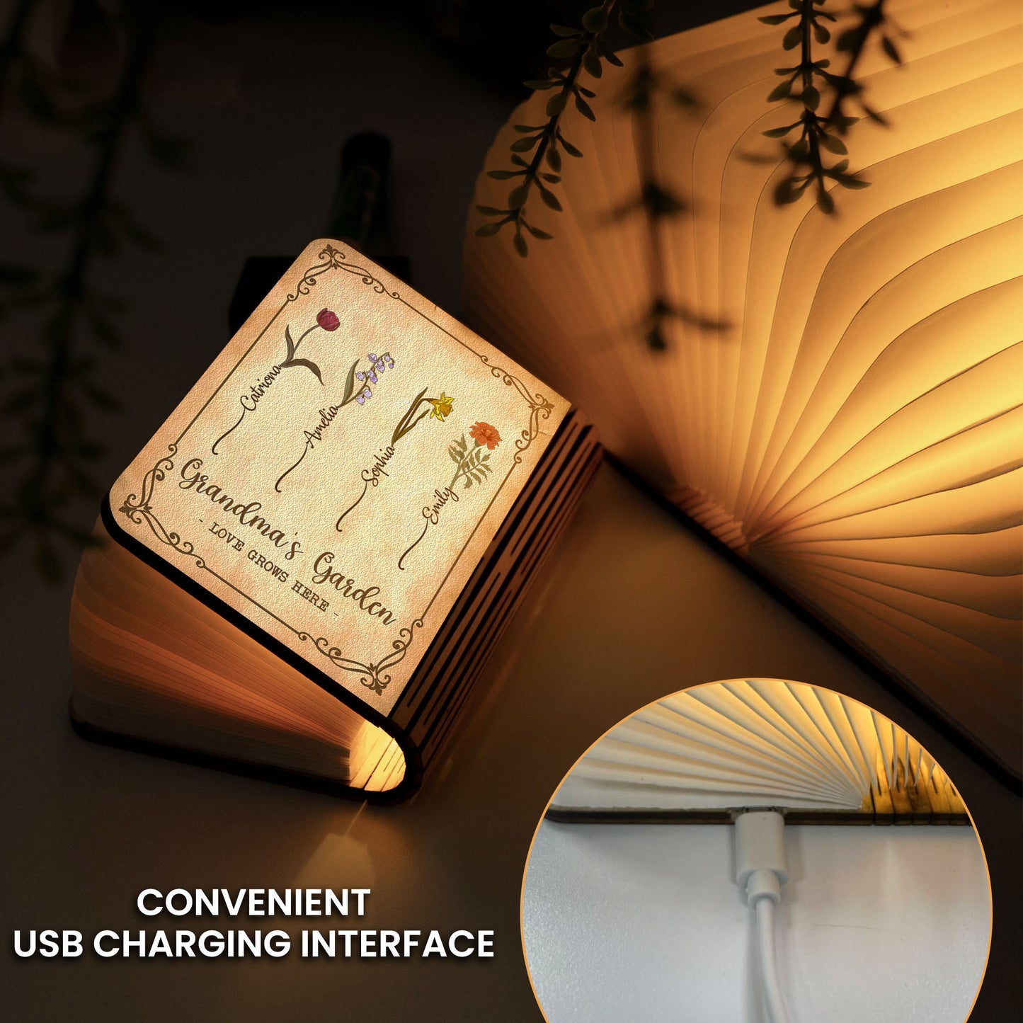 Grandma's Garden - Personalized Book Lamp