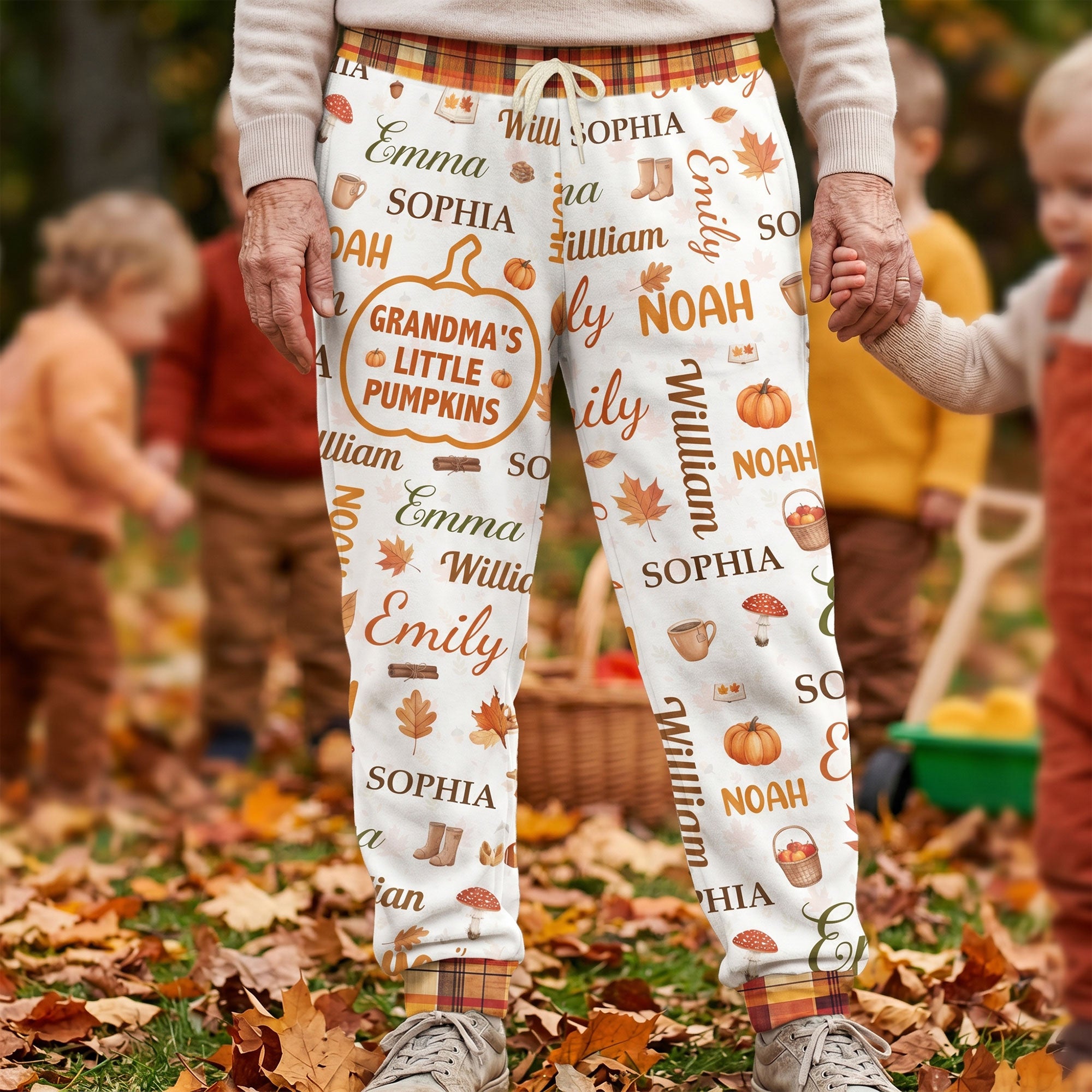 Grandma'S-Little-Pumpkins-Repeating-Names-Fall-Pattern-Personalized-Lounge-Pants-2
