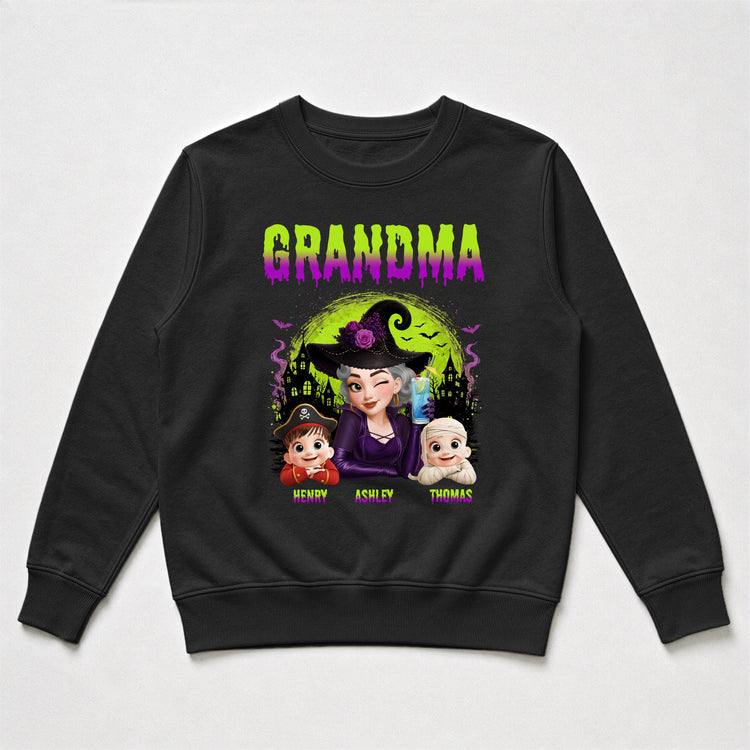 Grandma-Witch-With-Little-Monsters-Personalized-Shirt-4