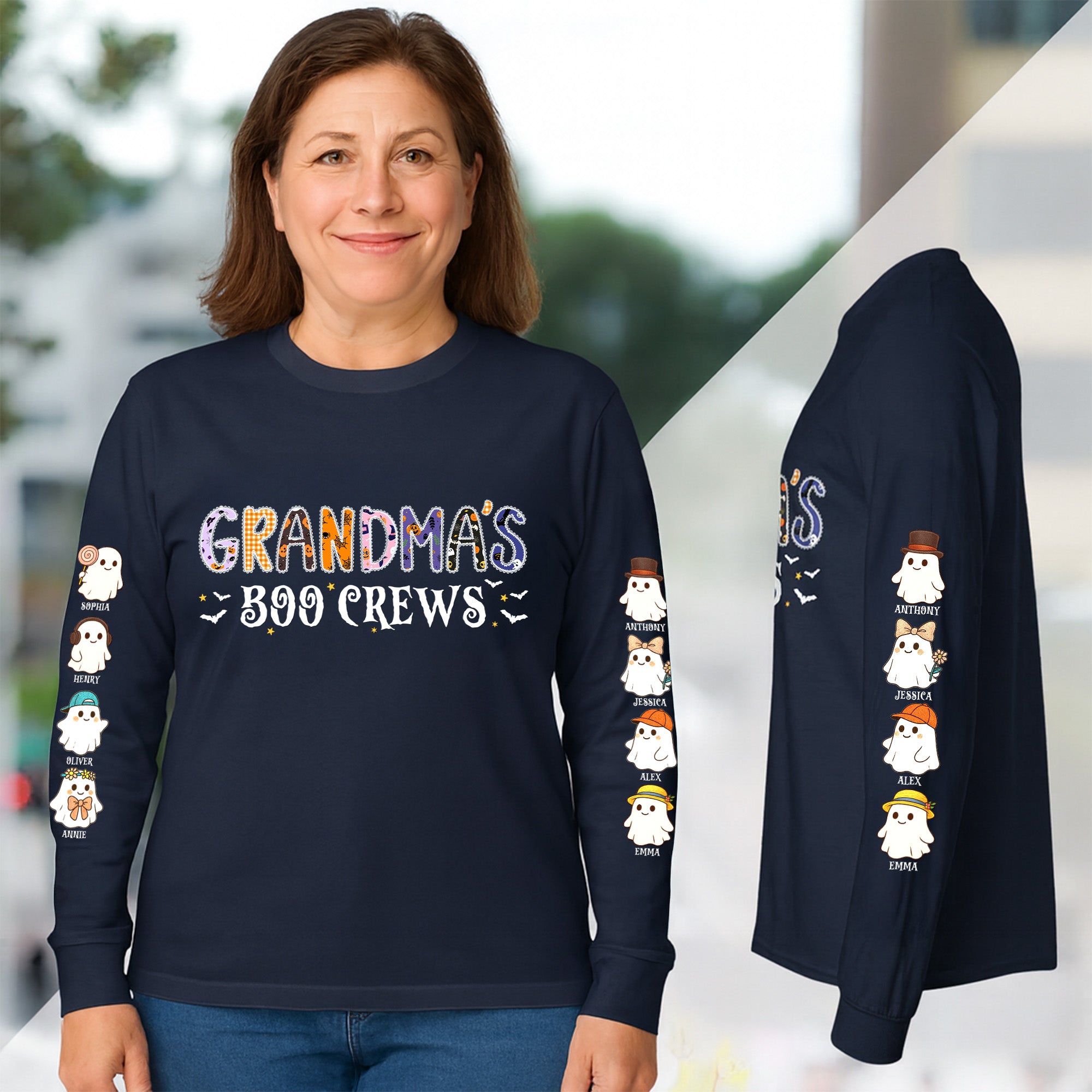 Grandma's Boo Crews - Custom Long Sleeve T-Shirt