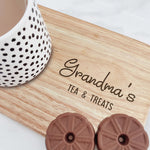 Grandma's Coffee & Treats - Custom Engraved Wooden Tea & Biscuit Board