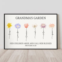 Grandma's Garden Christian Gift For Grandma, Mom - Proverbs 31:28 - Personalized Poster